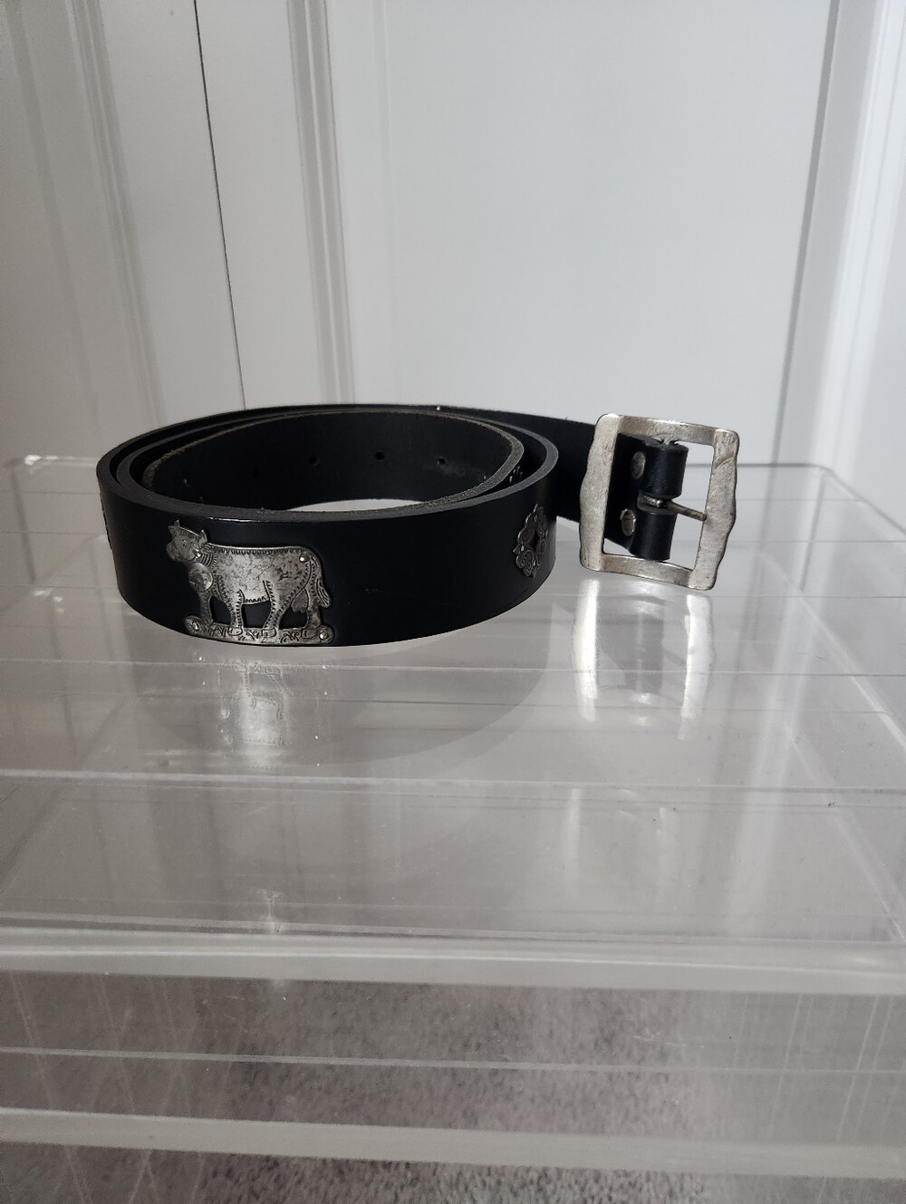 Vintage Swiss Appenzeller Chüeligurt Leather Cow Belt 46